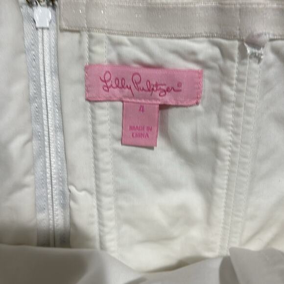 Lily Pulitzer Fly Me To The Sea Bowen Strapless Embroidered Dress Size 4 - Picture 9 of 11